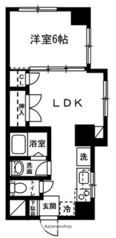 巷岡ビル(1LDK/3階)の間取り写真