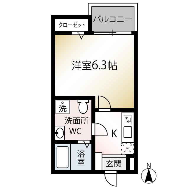 MQUARTO青井(1K/2階)の間取り写真