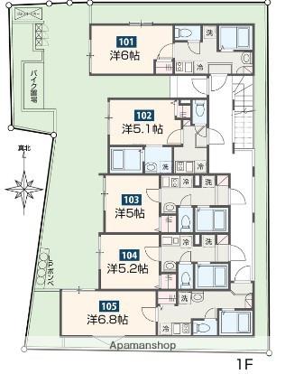 MELDIA北綾瀬Ⅴ(1K/1階)の間取り写真