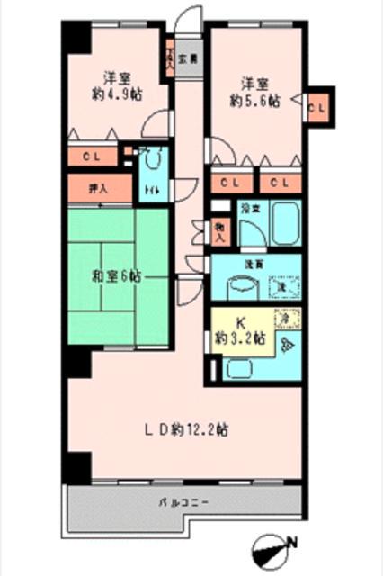 プライムシティ松戸(3LDK/5階)の間取り写真