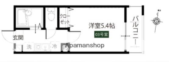メルディア青井Ⅱ(1K/2階)の間取り写真