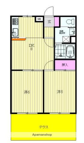 メゾン遠山2(2LDK/1階)の間取り写真