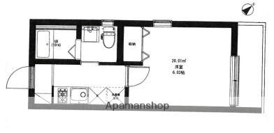 TK-CUBE六町(1K/2階)の間取り写真