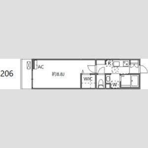 ウィンドテラス矢切(1K/2階)の間取り写真