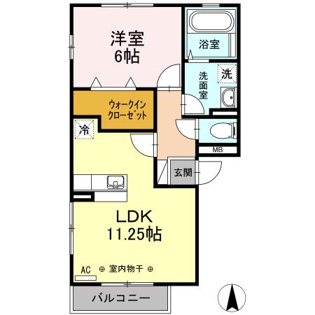 サングリアⅡ(1LDK/3階)の間取り写真