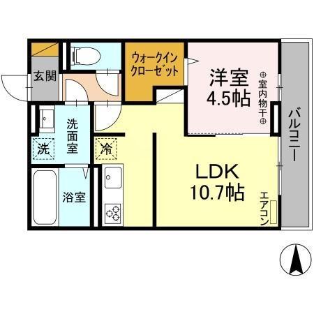 アベニール(1LDK/3階)の間取り写真