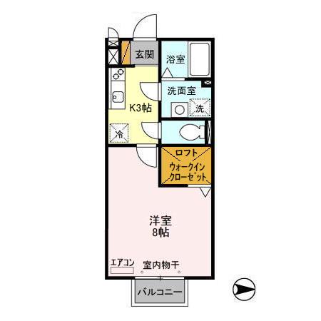 ロイヤルコート(1K/2階)の間取り写真