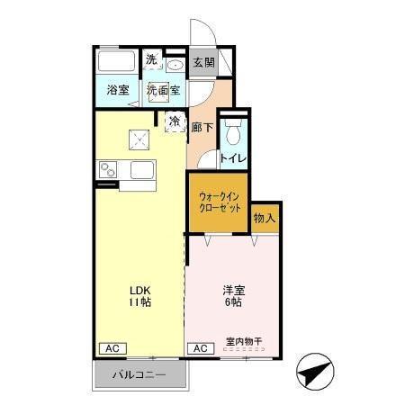 グランシャリオB(1LDK/1階)の間取り写真