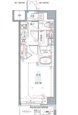 CREVISTA綾瀬Ⅲ(1K/7階)の間取り写真