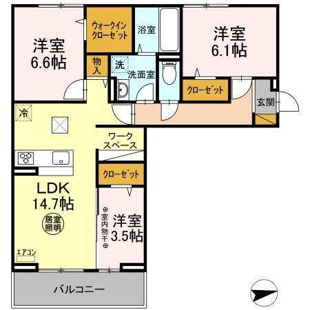 ARGENTO(3LDK/1階)の間取り写真
