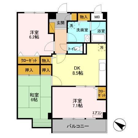 パインツリーコート(3DK/3階)の間取り写真