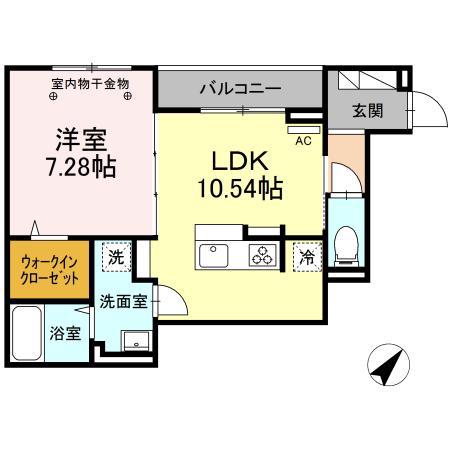 ラリュール西新井本町(1LDK/3階)の間取り写真