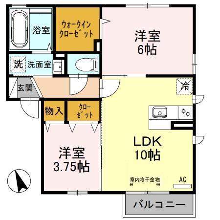 リバレインⅠ(2LDK/2階)の間取り写真