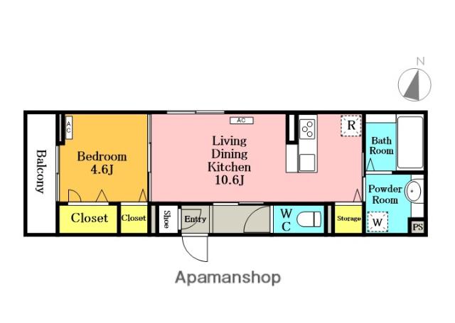 アヴァンス八潮C(1LDK/2階)の間取り写真