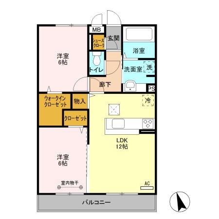 グランデ八潮II(2LDK/1階)の間取り写真