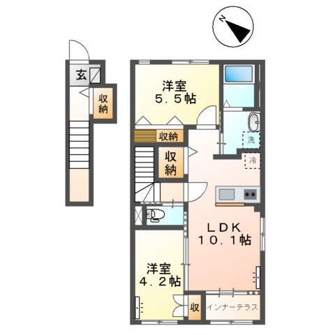 爽海LIEN(2LDK/2階)の間取り写真