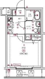 ベルシードα綾瀬(1K/4階)の間取り写真