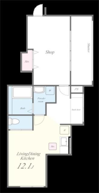 エリンコート矢切(ワンルーム/1階)の間取り写真