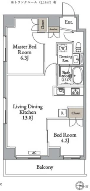 メトロステージ亀有(2LDK/4階)の間取り写真