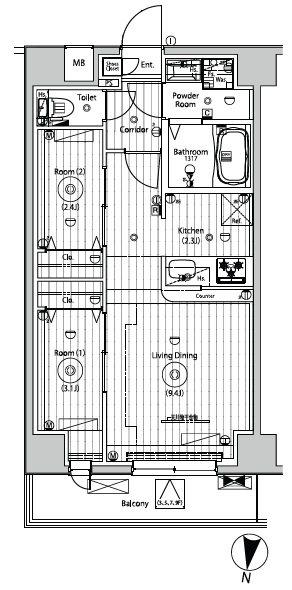 メイクスアート五反野(2LDK/3階)の間取り写真
