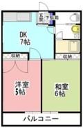 ハイツプラムA棟(2DK/1階)の間取り写真