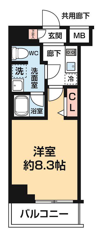 ARCOBALENO KANAMACHI Ⅱ(1K/8階)の間取り写真