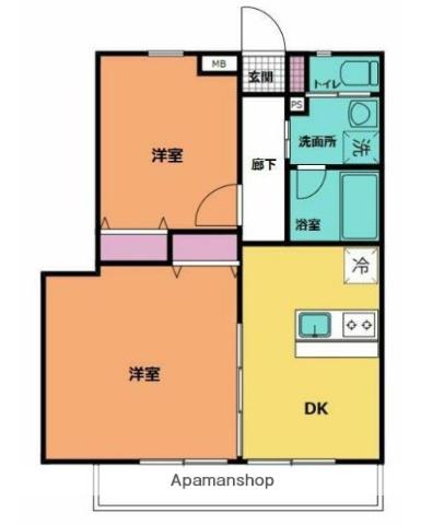 アステリア(2DK/3階)の間取り写真