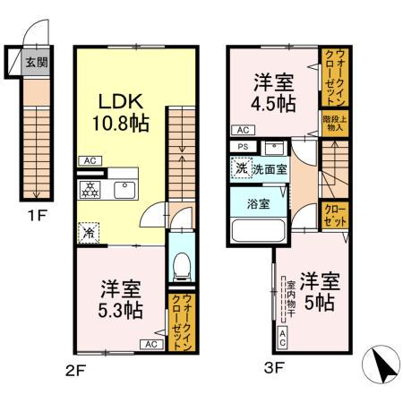 セレスティア柴又IV(3LDK/2階)の間取り写真