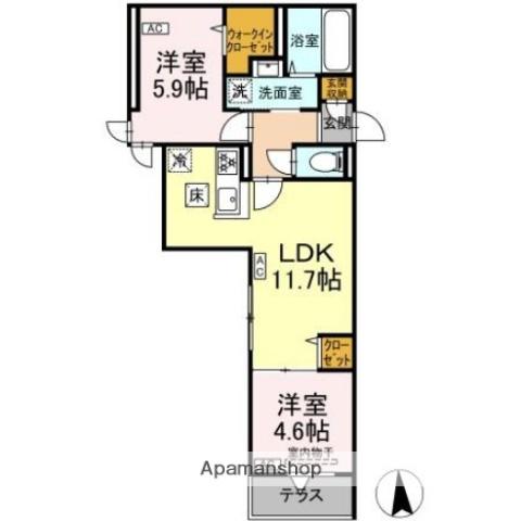 セレスティア六町Ⅱ(2LDK/3階)の間取り写真