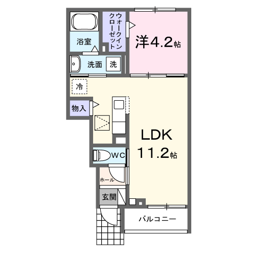 ハイムS(1LDK/1階)の間取り写真