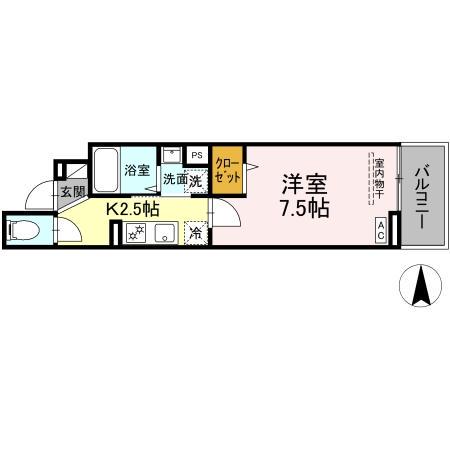 セレスティア南花畑IV(1K/2階)の間取り写真