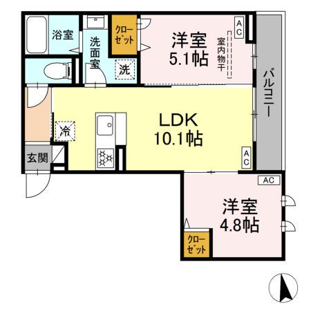 セレスティア新小岩(2LDK/3階)の間取り写真