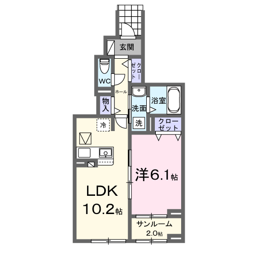 パラッツオ ビアンカ(1LDK/1階)の間取り写真
