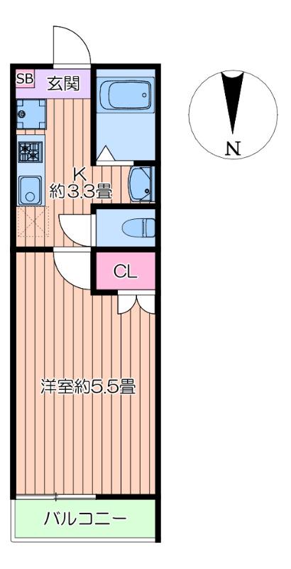 CAT COURT KOGANE(1K/2階)の間取り写真