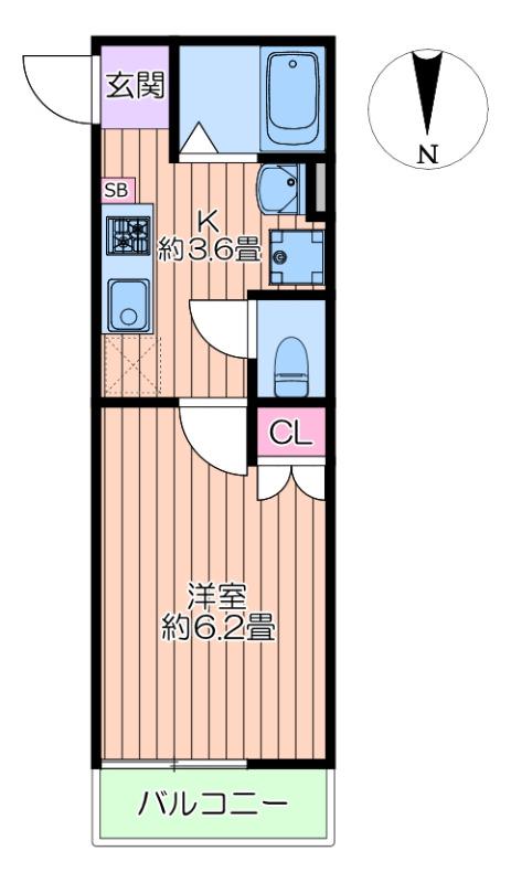 CAT COURT KOGANE(1K/1階)の間取り写真
