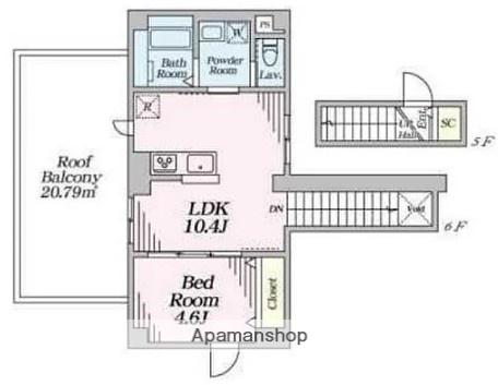 CLAVIUS ZEH(1LDK/5階)の間取り写真