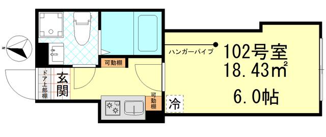 オーガスタコート堀切菖蒲園(1K/1階)の間取り写真