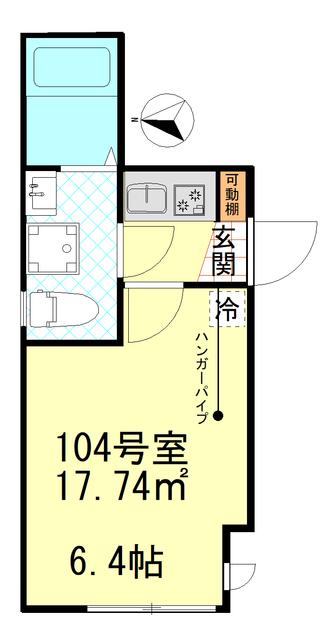 オーガスタコート堀切菖蒲園(1K/1階)の間取り写真