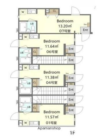 プラチナフォルム堀切菖蒲園(ワンルーム/1階)の間取り写真