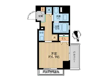 クリオ戸越銀座弐番館(1K/4階)の間取り写真