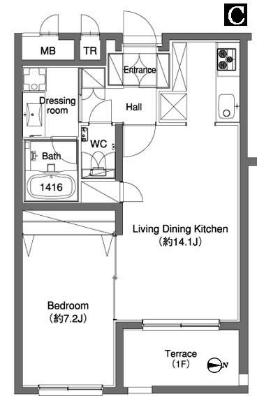 ガーデン都立大(1LDK/3階)の間取り写真