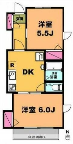 月村マンションNO.2(2DK/7階)の間取り写真