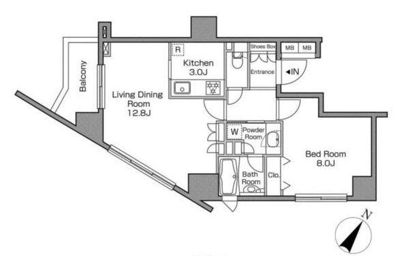 レジディアタワー中目黒(1LDK/14階)の間取り写真