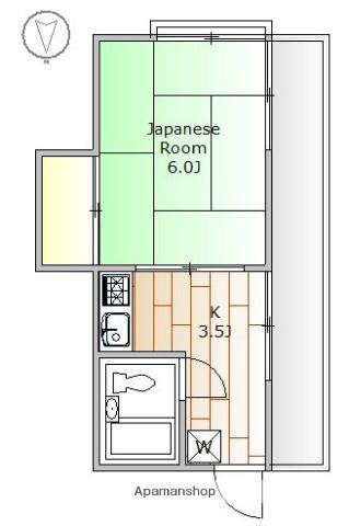 レッドハウス(1K/2階)の間取り写真