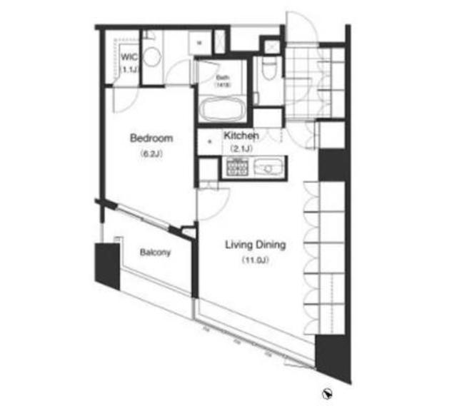 パークキューブ目黒タワー(1LDK/4階)の間取り写真