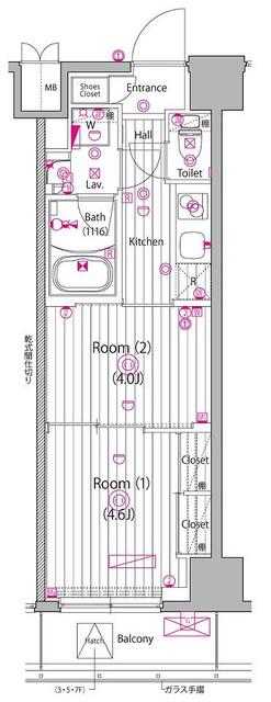 ガーラプレシャス神宮外苑(2K/3階)の間取り写真