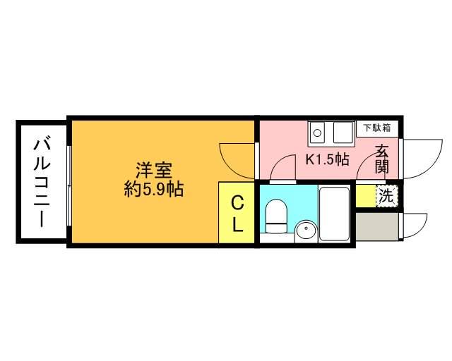 アーバン・ドヌール(1K/4階)の間取り写真