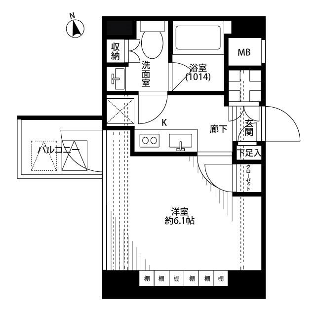 プレールドゥーク大森2(1K/7階)の間取り写真
