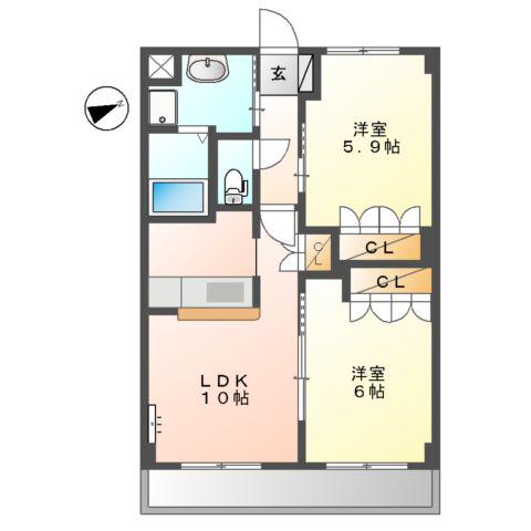 サニーレジデンス(2LDK/1階)の間取り写真