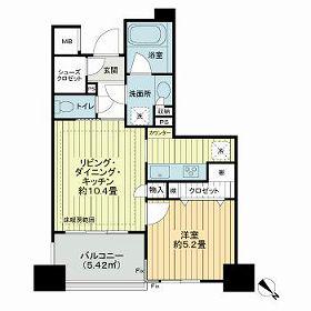 ライオンズタワー五反田(1LDK/2階)の間取り写真